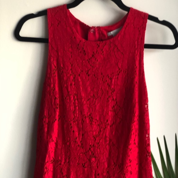 H&M Red Lace Mermaid Midi Sleeveless Dress - Picture 2 of 7